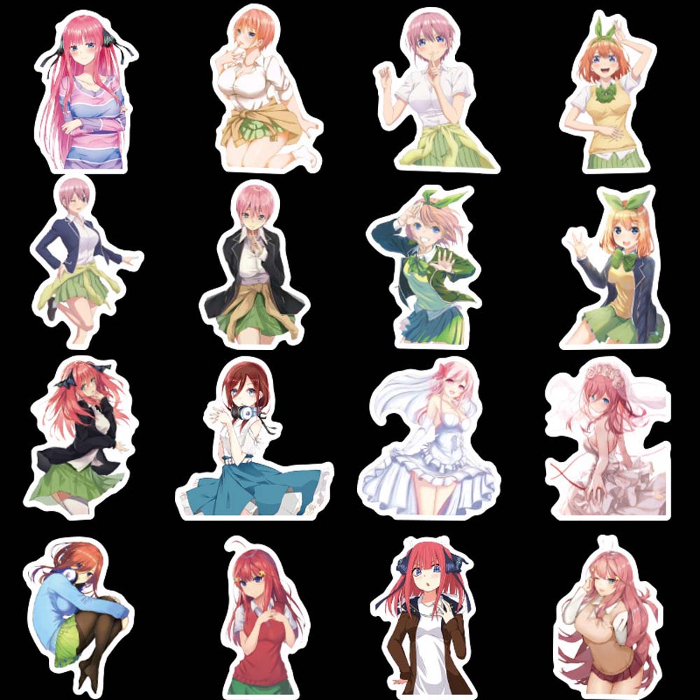 Set 50 miếng dán trang trí hình nhân vật hoạt hình Nakano Miku đáng yêu