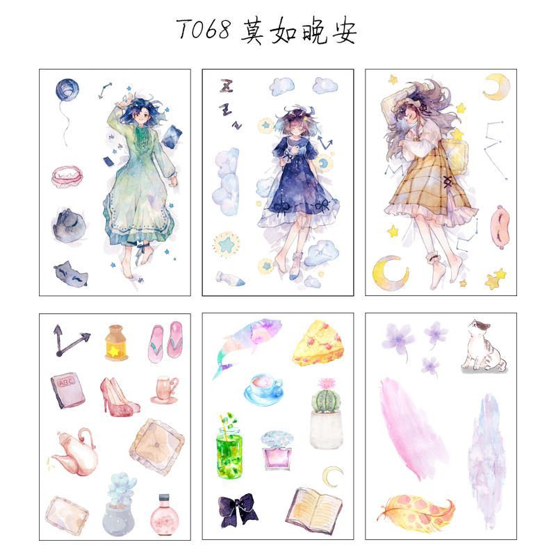 STICKER BULLET JOURNAL TRANG TRÍ SỔ TAY DỄ THƯƠNG BỘ 6 TẤM