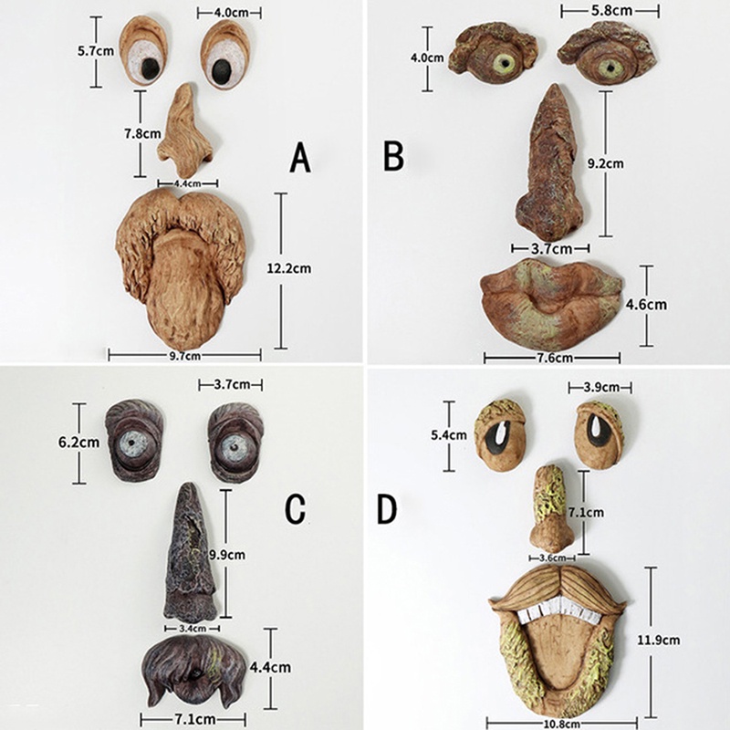 [flfineVN]Bark Ghost Face Facial Features Decoration Easter Outdoor Creative Props Garden