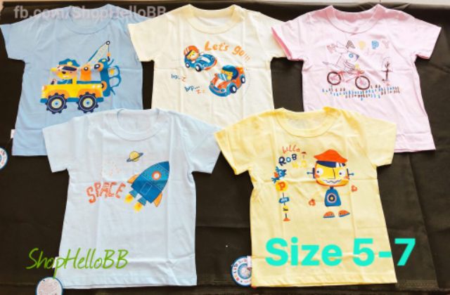 [Hello BB] Size bé 6-35kg Áo cổ viền bo tay ngắn màu Hello B&amp;B | Hellobb - Kiddy and Mommy