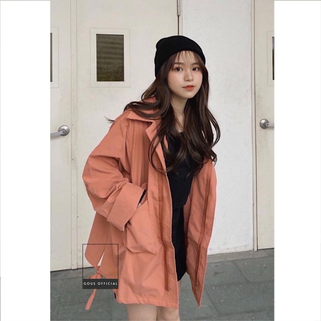 Áo Khoác Jacket Nữ JEM CLOSET Có Túi Hộp Áo Khoác Ngoài Hai Màu Hồng Đen Nổi Bật From Rộng Thoải mái Sample 1282