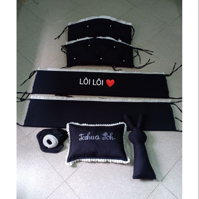 Combo quây cũi, ga, gối, thỏ ôm