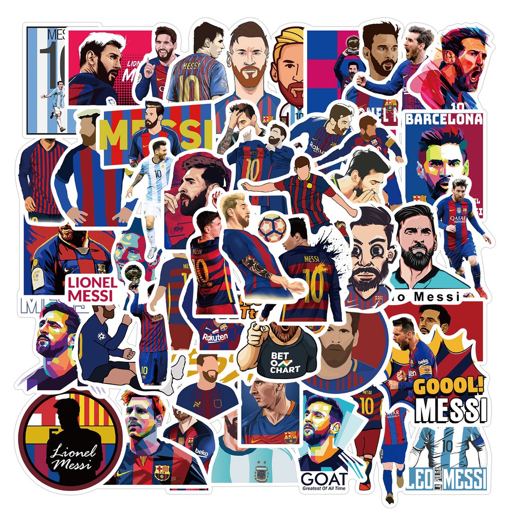 Set 50 nhãn dán hình cầu thủ bóng đá Messi