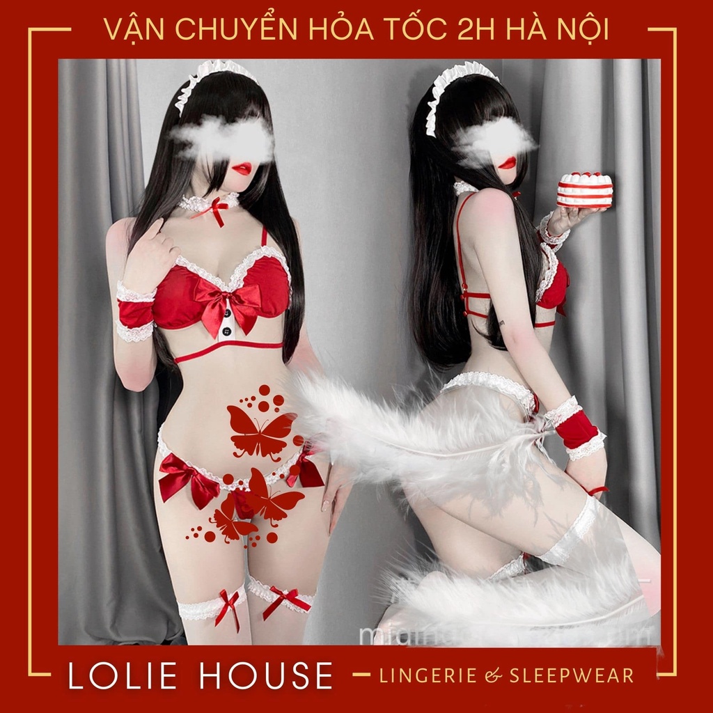 Cosplay noel giáng sinh sexy gợi cảm gồm bộ đồ lót hai mảnh đầy đủ phụ kiện LOLIE HOUSE - BS11