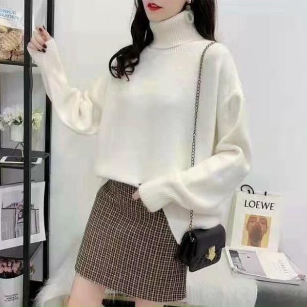 Áo len tay bồng, áo len cổ lọ nữ form rộng chất len mịn form chuẩn len dáng xinh xắn tha hồ mix đồ hàng quảng châu xịn | BigBuy360 - bigbuy360.vn