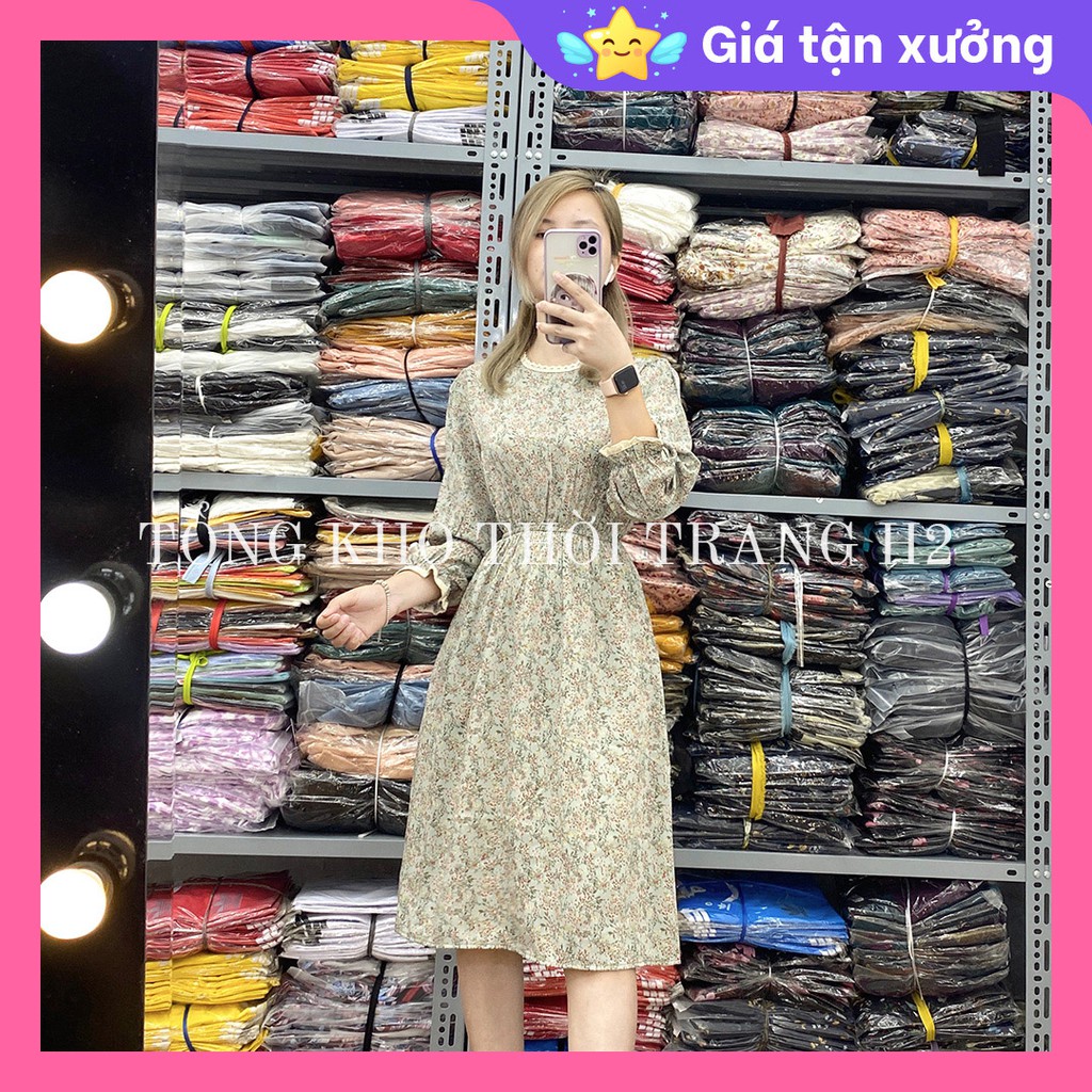 Ảnh thật 100% ✅ 💚Váy hoa nhí cổ tròn phối ren cách điệu , đầm hoa nhí đẹp