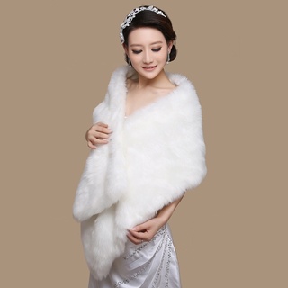Off white áo choàng lông giả màu trắng / đen / đỏ cho cô dâu