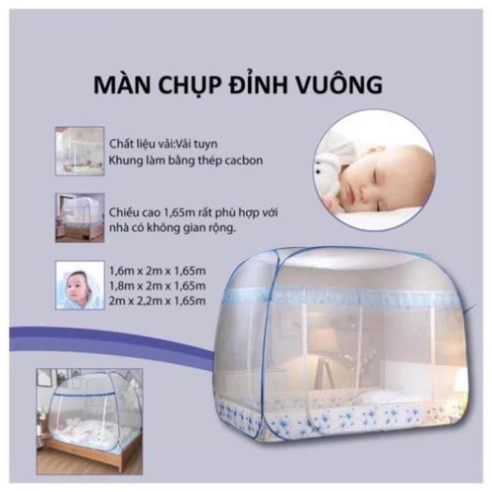 màn chụp tự bung đỉnh vuông ,mùng có viền chống 🦟  cao cấp,bảo hành 6 tháng