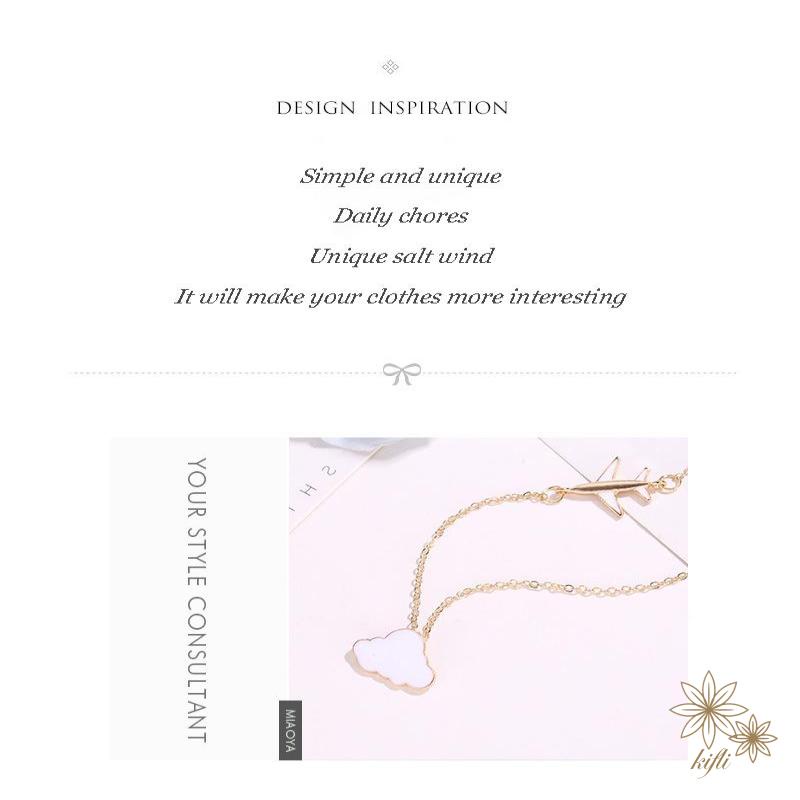 【kifli】Vòng cổ kim loại mặt dây hình đám mây dễ thương cho nữ