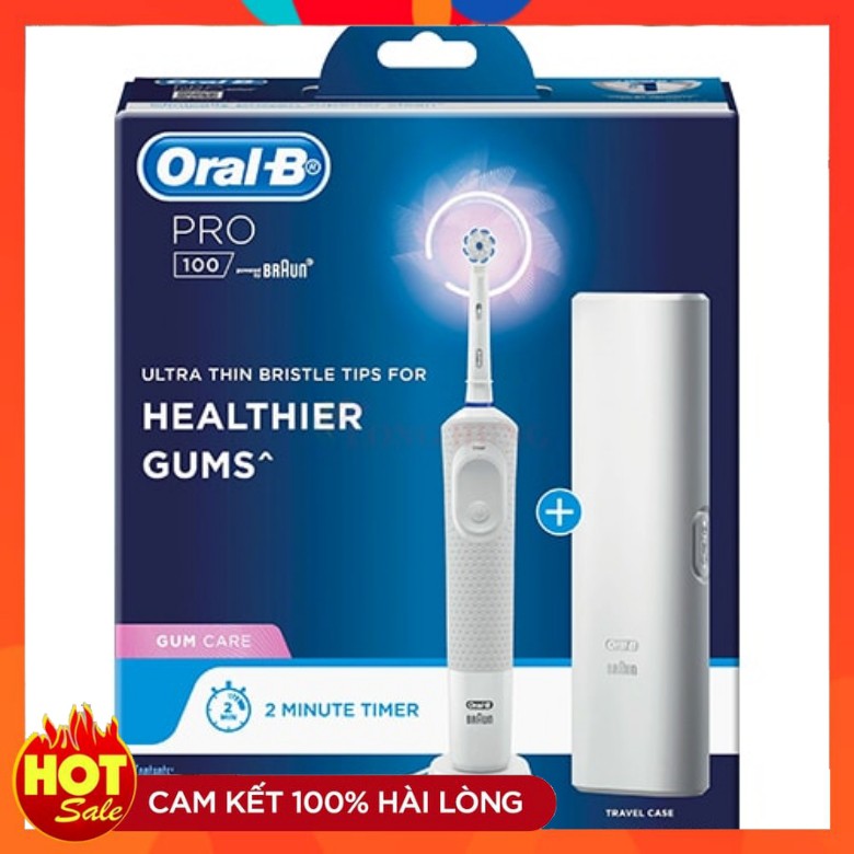 Bàn chải điện Oral B Pro 100 loại bỏ 100% mảng bám - Hàng chính hãng Đức