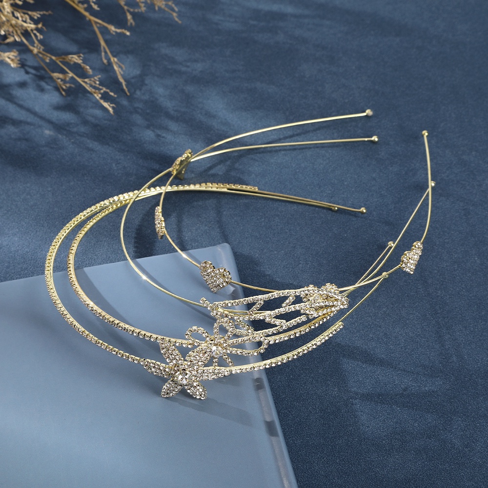 Băng Đô Cài Tóc Bằng Hợp Kim Đính Đá Và Hoa Kiểu Dáng Hàn Quốc