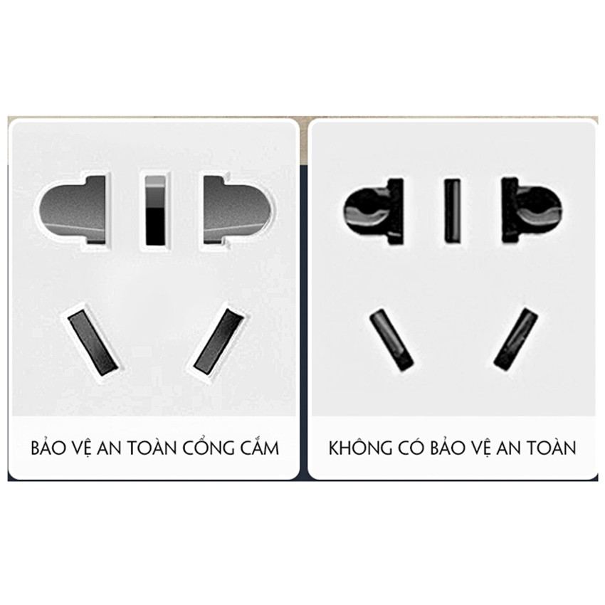 Ổ cắm điện đa năng có nút nguồn theo từng ổ có đen ngủ và cổng sạc USB 5V