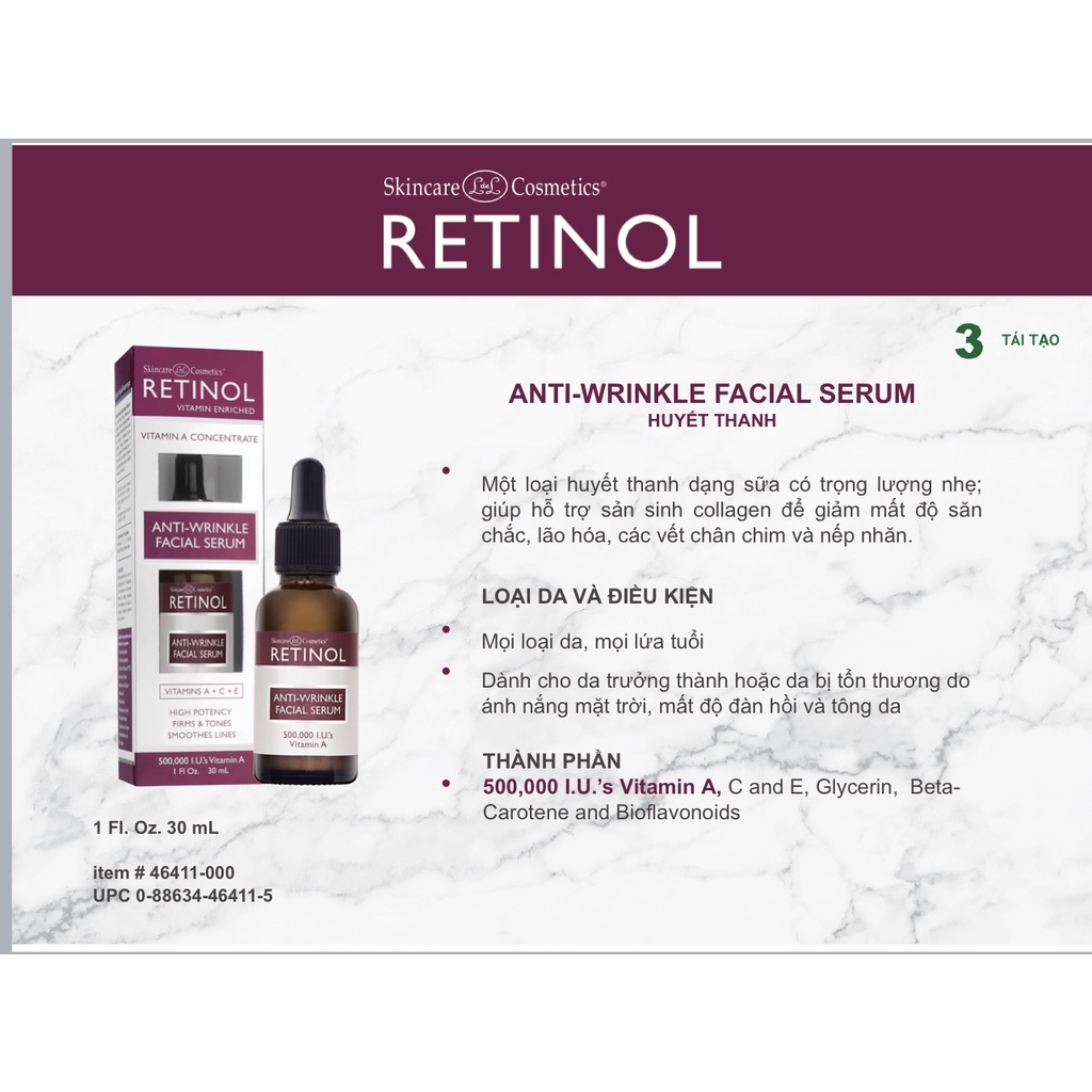 Huyết Thanh Retinol 5000 I'U'S  - tái tạo da