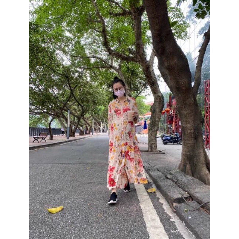 Đầm maxi vintage xinh đẹp Ảnh video thật