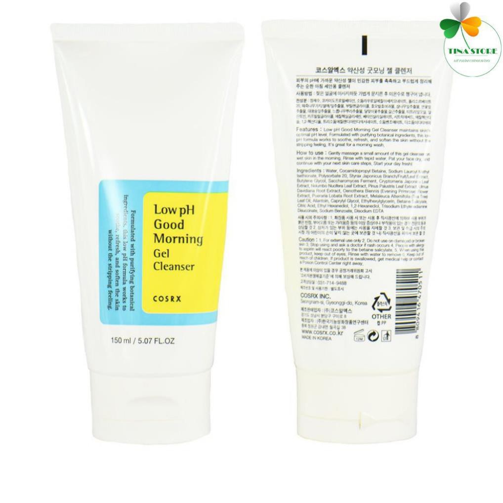 [Chính Hãng] Sữa Rửa Mặt Cosrx Low PH Good Morning Gel Cleanser Dạng Gel 150ml