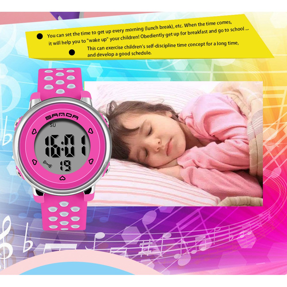 Đồng hồ kỹ thuật số SANDA 2008 màn hình LED chống nước nhiều màu sắc dành cho bé trai gái | BigBuy360 - bigbuy360.vn