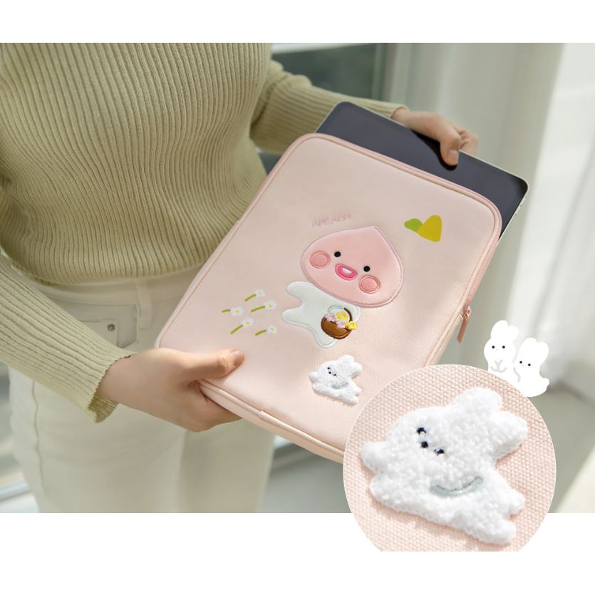 11Inch 12Inch April Shower Tablet Pouch APEACH RAYN Túi Đựng Máy Tính Bảng 11Inch 12Inch In Hình KAKAO FRIENDS Dễ Thương│Túi Đựng Máy Tính Bảng / Laptop / iPad Galaxy Tab 10inch 13inch 14inch 15inch
