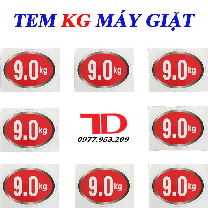 Combo 10 Tem KG Dán Máy Giặt Loại 9 KG