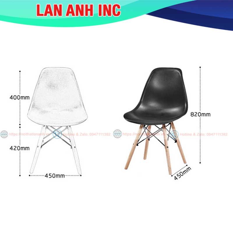 Ghế văn phòng nhựa chân gỗ cao tựa lưng giá rẻ  eames LA-GN128-1