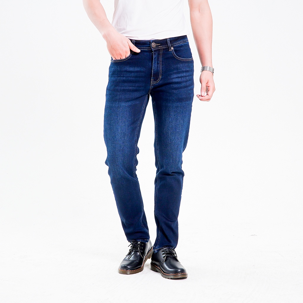 Quần Jean Nam H90, Ống Côn Dáng Ôm Slimfit, Chất Bò Co Giãn Vận Động Thoải Mái, Vải Mềm Mịn, Bền Màu HTRJ004