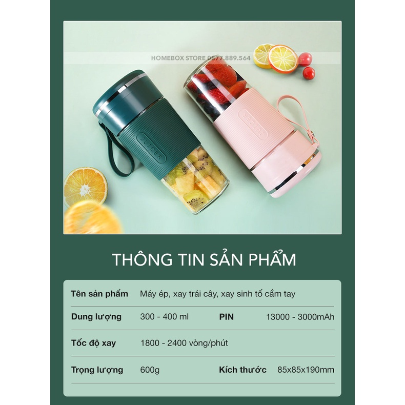 Máy Xay Sinh Tố Cầm Tay Mini, Đa Năng, Máy Xay Cầm Tay Đá, Thịt Meet JUICER - Hàng Chính Hãng, Bảo Hành 12 Tháng