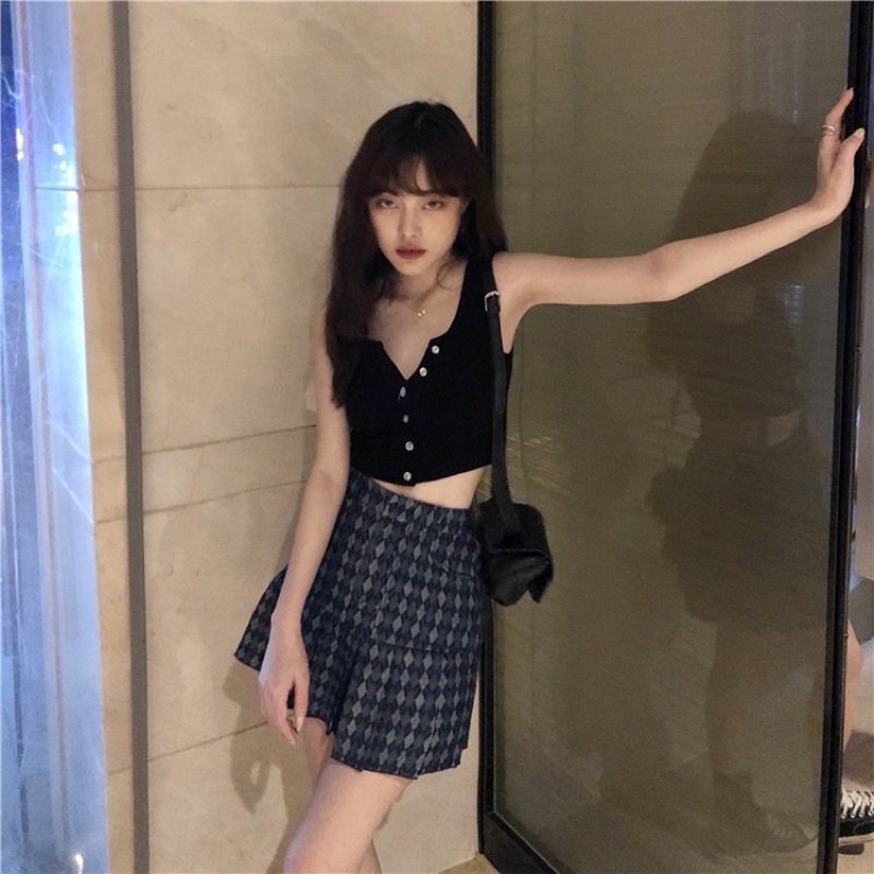 Áo 3 Lỗ Croptoo Cài Khuy Uzzlang L.Y Store Nữ  Áo Khuy Sát Nách HOT