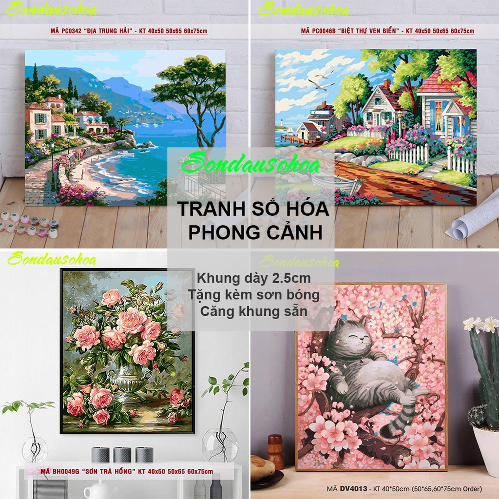 Tranh Sơn Dầu Số Hóa Phong Cảnh Nhiều Mẫu Hot Trend Sondausohoa - Tranh Tô Màu Theo Số | BigBuy360 - bigbuy360.vn