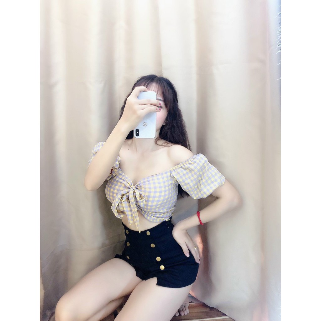 Quần đùi 8 nút lưng cao khoe eo TV259202