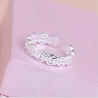 Nhẫn kim tiền tài lộc xi bạc 925