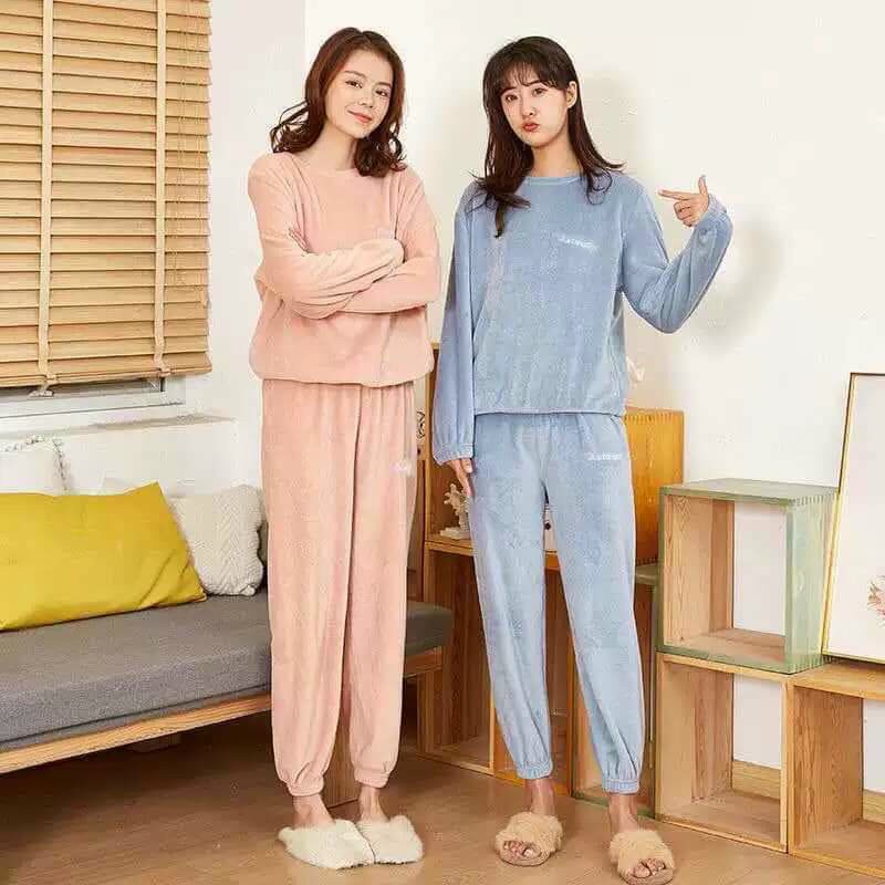Bộ ngủ bông dài tay thời trang thu đông free size từ 40 - 55kg