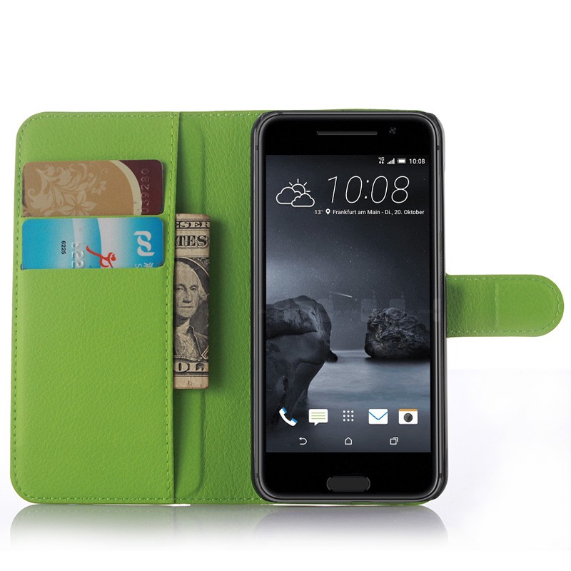 HTC One A9 Case Litchi Leather Wallet Flip Cover Card Slots Stand Holder Case