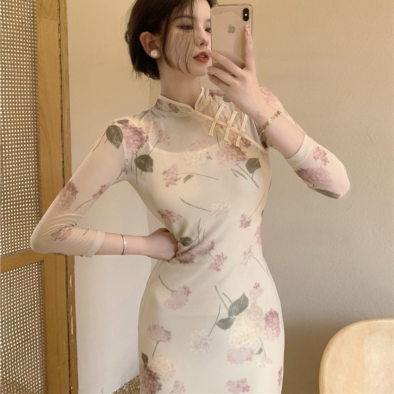 Đầm Maxi Phối Lưới In Hoa Thời Trang Mùa Hè Dễ Phối Đồ Cho Nữ