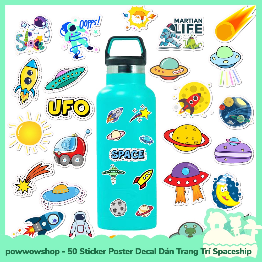 [Sẵn VN - Hỏa Tốc] 50 Sticker Decal Dán Trang Trí Đa Năng Cho Nhiều Vật Dụng Mẫu Oled Spaceship Come To Space