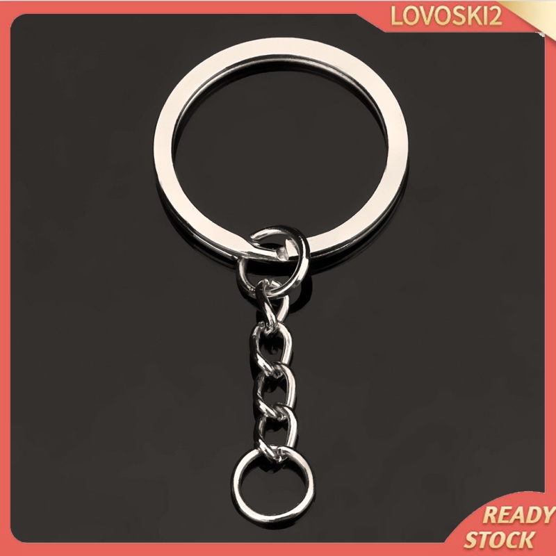 [LOVOSKI2]30pcs Metal Split Keychain Rings With Chain 28mm Open Jump Ring DIY Key Ring