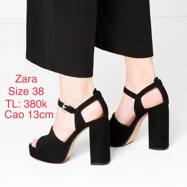 SANDAL CAO GÓT DA LỘN GÓT VUÔNG ZARA 13CM SIZE 38