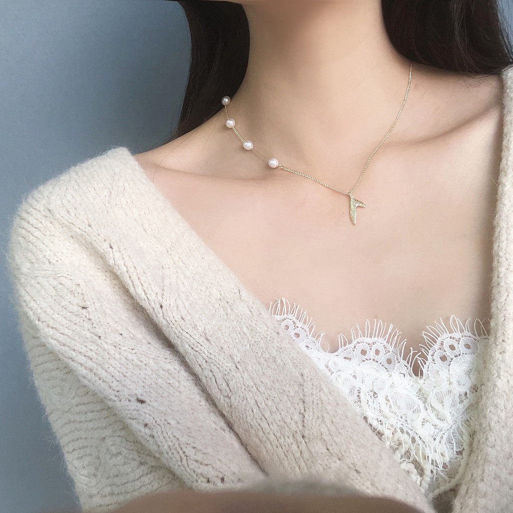 Vòng cổ dây chuyền nữ dễ thương thanh lịch  Đuôi cá nhẹ nhàng phong cách Lolita hàn quốc V109