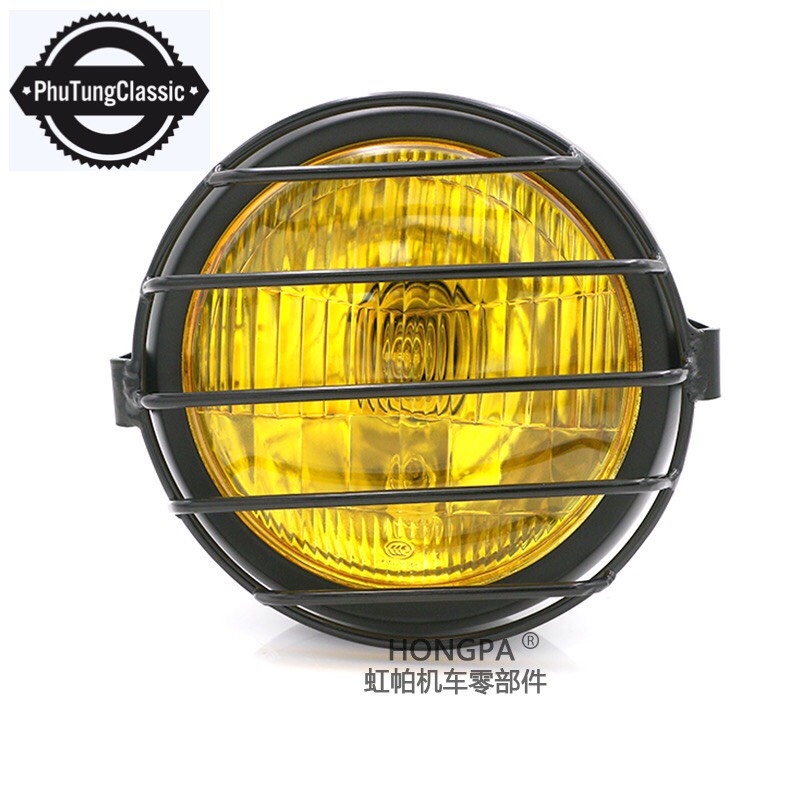 Combo kính chắn gió kèm lưới ngoài bảo vệ đèn pha xe máy, độ classic, cafe racer...