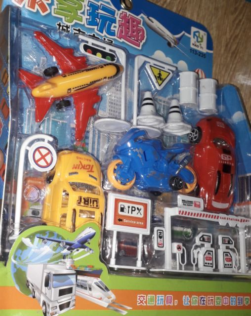 Sét xe mô hình công trình thành phố hoặc xây dựng bằng nhựa