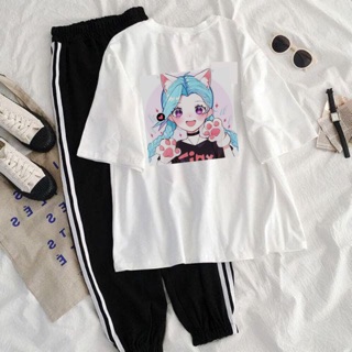 Set áo thun tay lỡ Jinx LOL Liên Mình Huyền Thoại Unisex