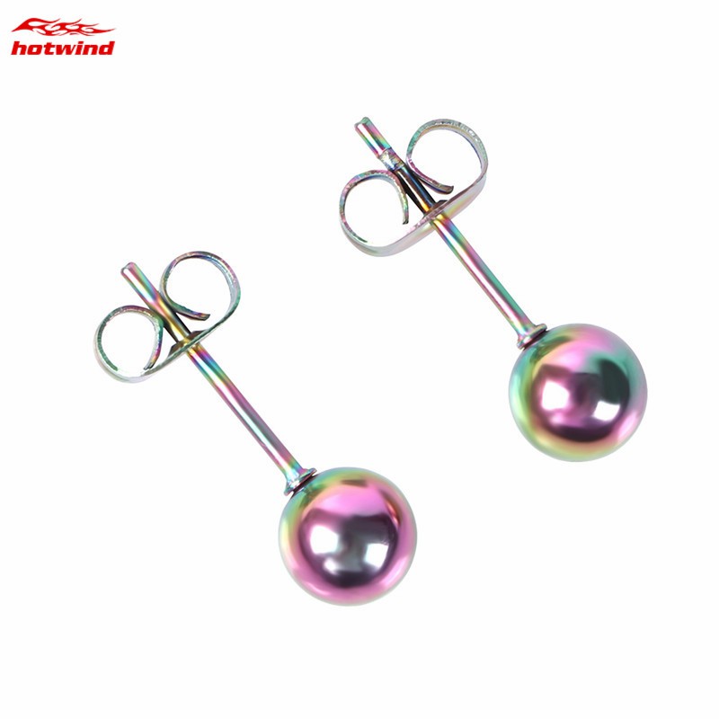 Khuyên tai thiết kế viên bi tròn mini 5mm/6mm chống dị ứng có đủ màu