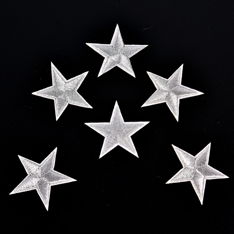 (Bi & 3c) 10pcs Silver Stars Iron On Patches Stickers Stickers
