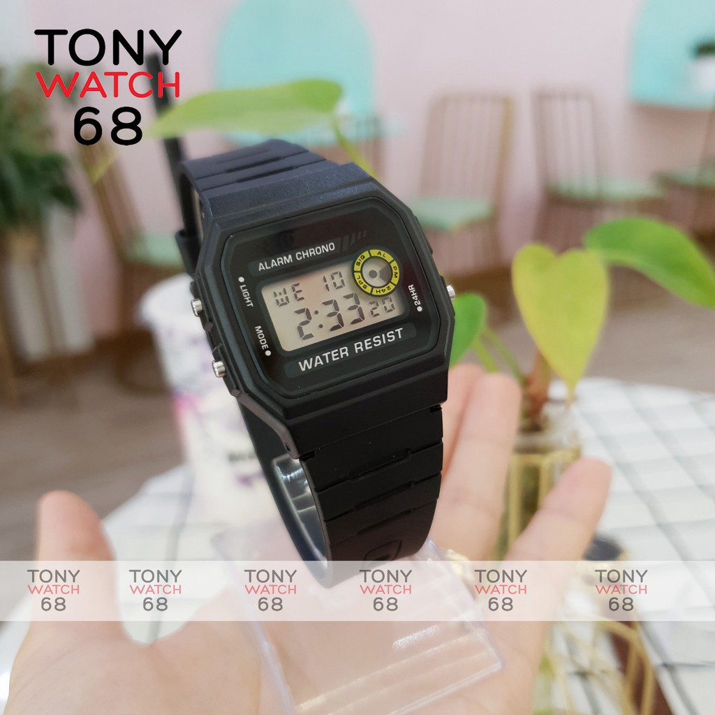HÀNG CAO CẤP -  Đồng hồ điện tử nam nữ SK huyền thoại F-94WA-9DG dây cao su đen chống nước chính hãng Tony Watch 68  - H