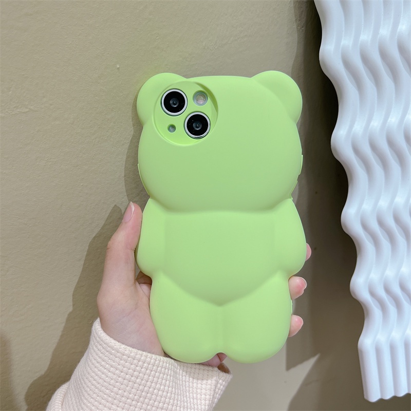 Ốp Điện Thoại Mềm Hình Gấu 3D Màu Kẹo Cho iPhone 13 Pro Max 12 11