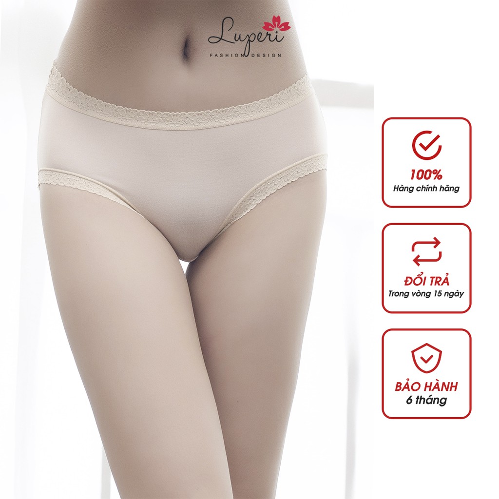 Quần Lót Nữ Cotton Nhung Mịn Cạp Cao Luperi Sp759 Dáng Bikini Mềm Mịn, Co Giãn, Không Lằn Mông, Kháng Khuẩn, Khử Mùi Tốt