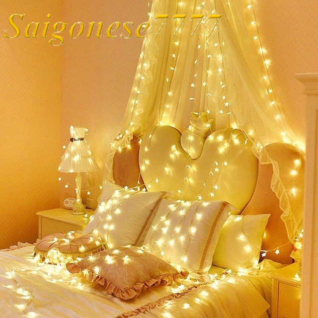 Đèn Led Dùng Pin AA- Dài 6M 40 Bóng Đèn Ngôi Sao May Mắn Chớp Nháy Trang Trí Tiệc Noel Lễ Tết Phòng Ngủ Giá Rẻ