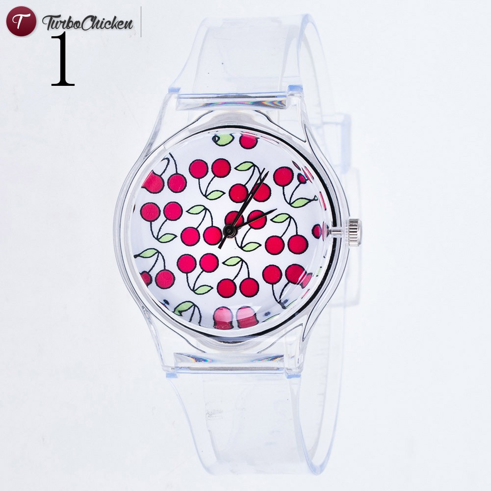 #Đồng hồ đeo tay# Fashion Women Wristwatches Plastic Cartoon Clock Transparent Strap Student Sport Watches Lady Girls Casual Quartz Watch