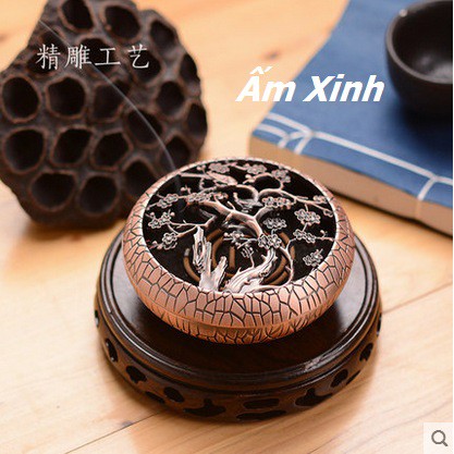 Lư hương xông, đốt trầm vòng, trầm bột bằng hợp kim đồng