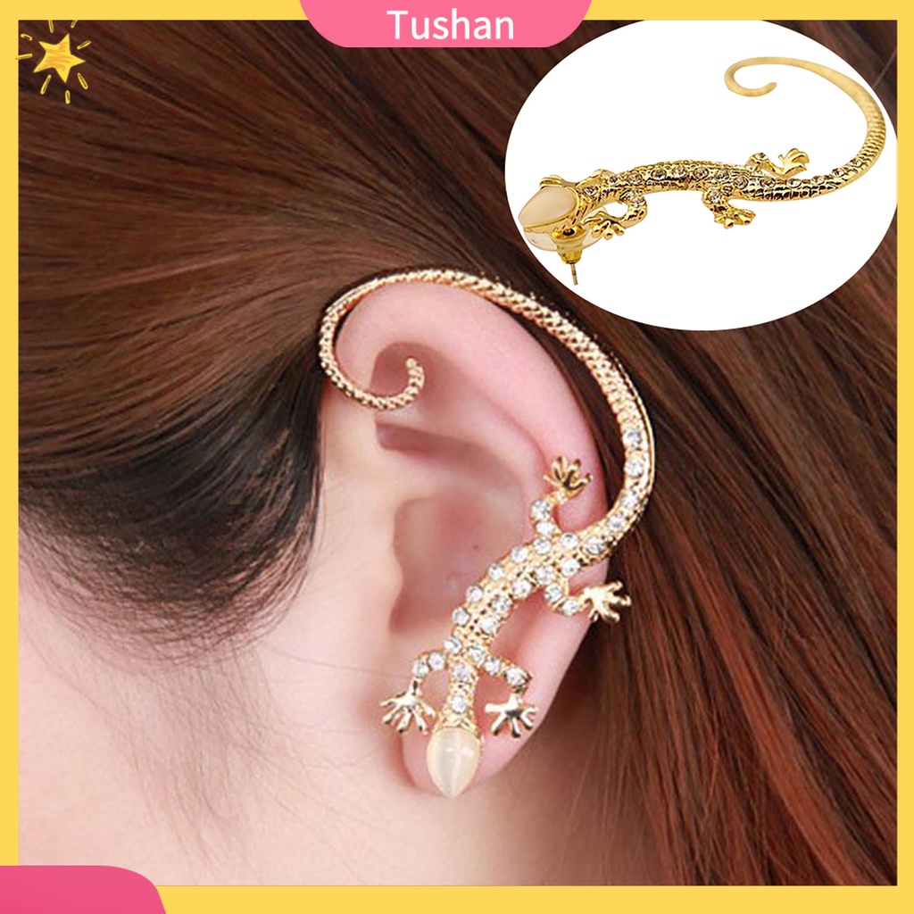 Khuyên kẹp vành tai đính đá hình thằn lằn độc đáo TUSH