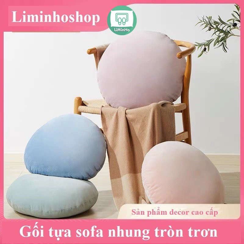 [Mã LIFE20KALL giảm 10% đơn 50K] Gối tựa lưng HÌNH TRÒN trơn chất liệu vải nhung cao cấp