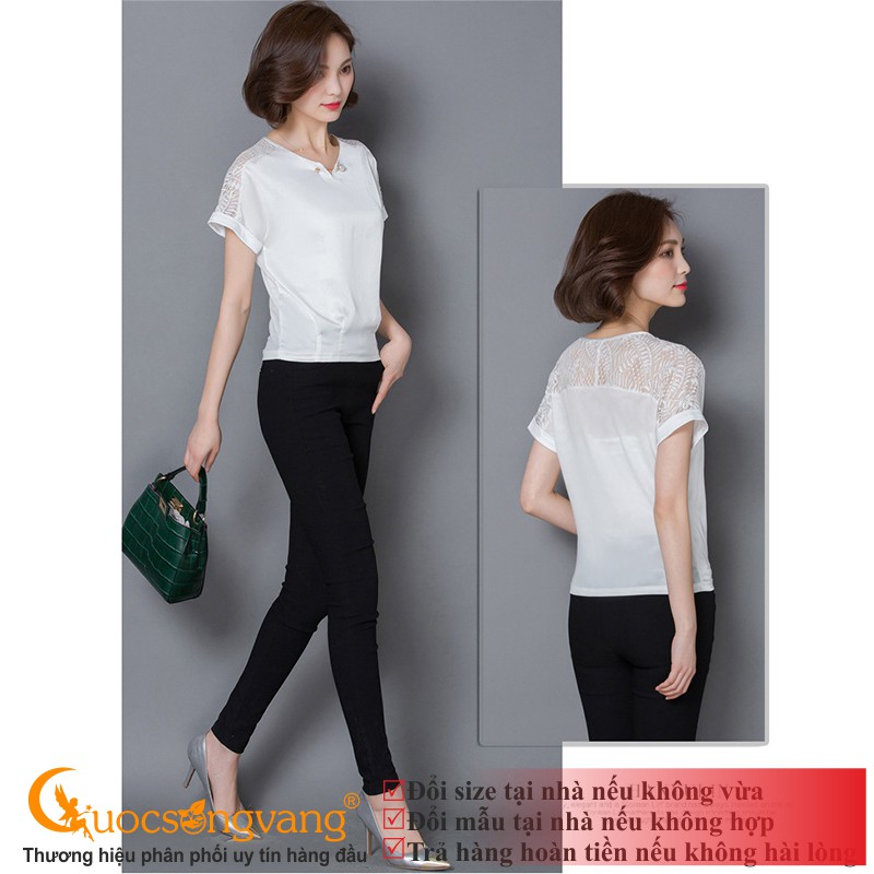 Áo nữ áo lụa phối ren màu hồng GLA113 Cuocsongvang